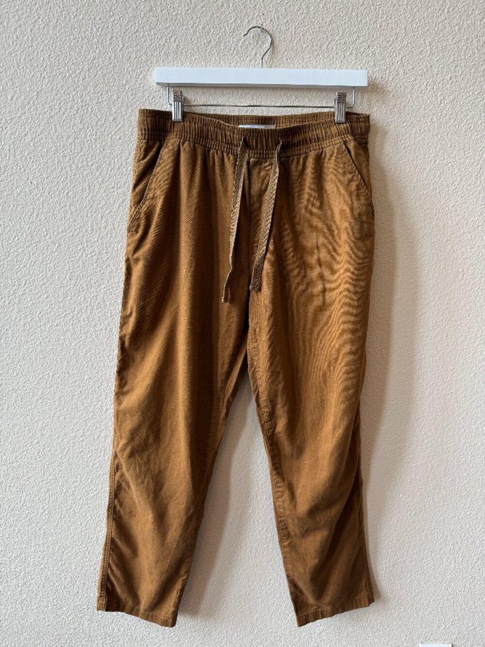 Zara Camel Brown Pull-On Drawstring Pants Sz M Cotton Blend